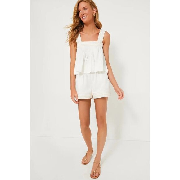 NWT Tuckernuck Embroidered Alex Shorts, White and Beige, Size Small - Picture 2 of 4